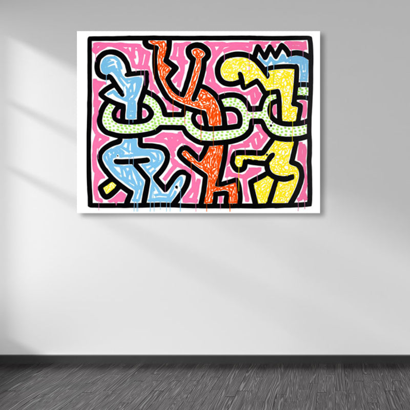 Brehn | Florales Design Wanddekoration Pop-Art texturiertes Leinwandbild in Pastellfarbe für das Familienzimmer