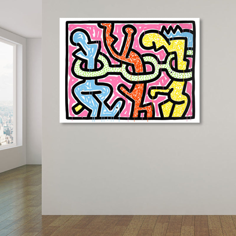 Brehn | Florales Design Wanddekoration Pop-Art texturiertes Leinwandbild in Pastellfarbe für das Familienzimmer