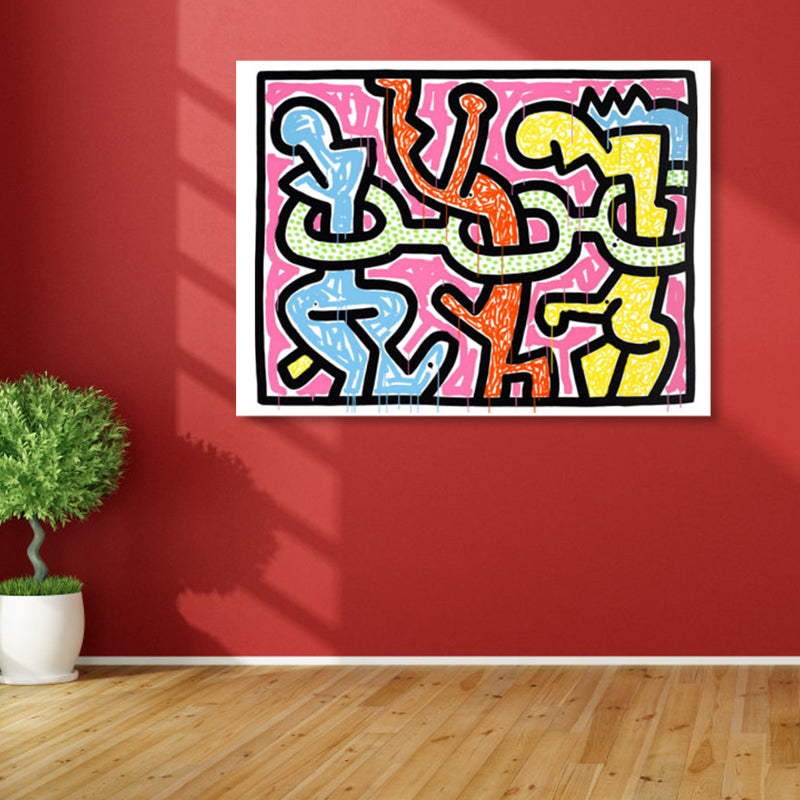 Brehn | Florales Design Wanddekoration Pop-Art texturiertes Leinwandbild in Pastellfarbe für das Familienzimmer