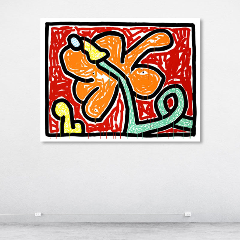 Brehn | Florales Design Wanddekoration Pop-Art texturiertes Leinwandbild in Pastellfarbe für das Familienzimmer