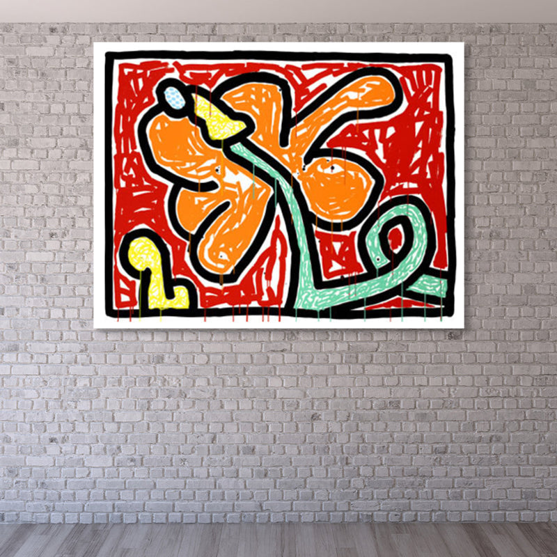 Brehn | Florales Design Wanddekoration Pop-Art texturiertes Leinwandbild in Pastellfarbe für das Familienzimmer