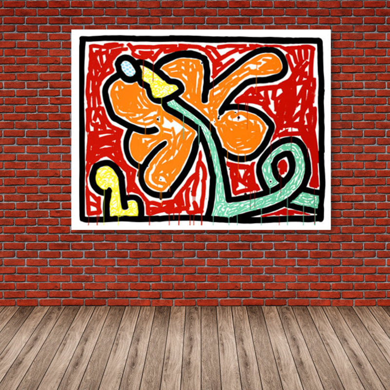 Brehn | Florales Design Wanddekoration Pop-Art texturiertes Leinwandbild in Pastellfarbe für das Familienzimmer