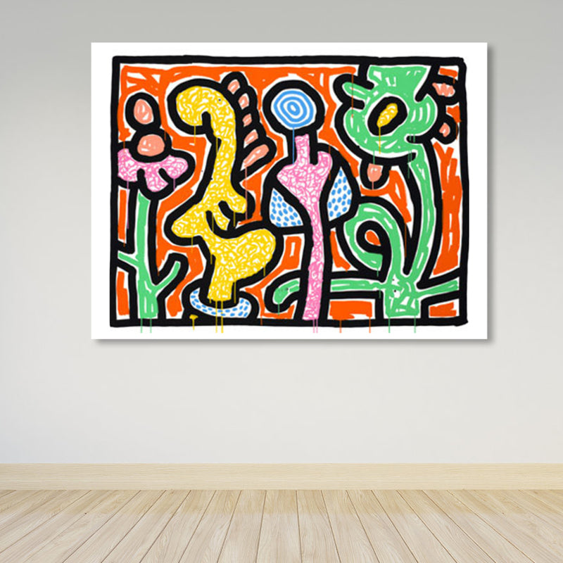 Brehn | Florales Design Wanddekoration Pop-Art texturiertes Leinwandbild in Pastellfarbe für das Familienzimmer