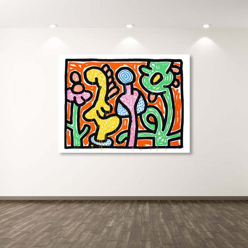 Brehn | Florales Design Wanddekoration Pop-Art texturiertes Leinwandbild in Pastellfarbe für das Familienzimmer