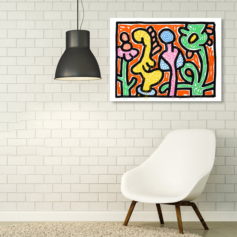 Brehn | Florales Design Wanddekoration Pop-Art texturiertes Leinwandbild in Pastellfarbe für das Familienzimmer
