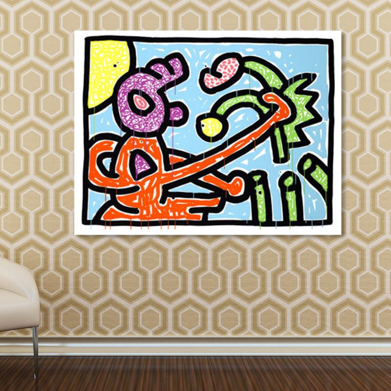 Brehn | Florales Design Wanddekoration Pop-Art texturiertes Leinwandbild in Pastellfarbe für das Familienzimmer