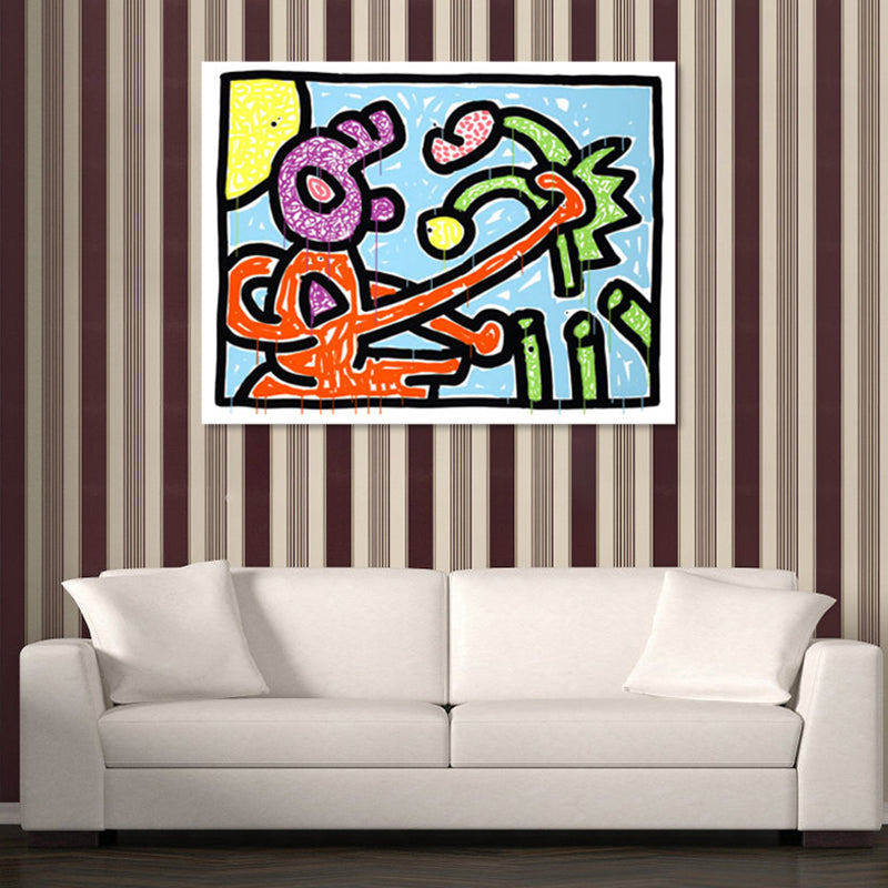 Brehn | Florales Design Wanddekoration Pop-Art texturiertes Leinwandbild in Pastellfarbe für das Familienzimmer