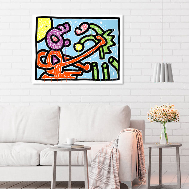 Brehn | Florales Design Wanddekoration Pop-Art texturiertes Leinwandbild in Pastellfarbe für das Familienzimmer