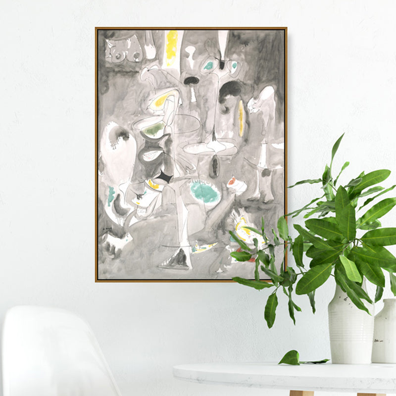 Brehn | Graue Aquarell Wanddekoration Gemälde Abstrakter Expressionismus Texturiert Leinwand für die Küche