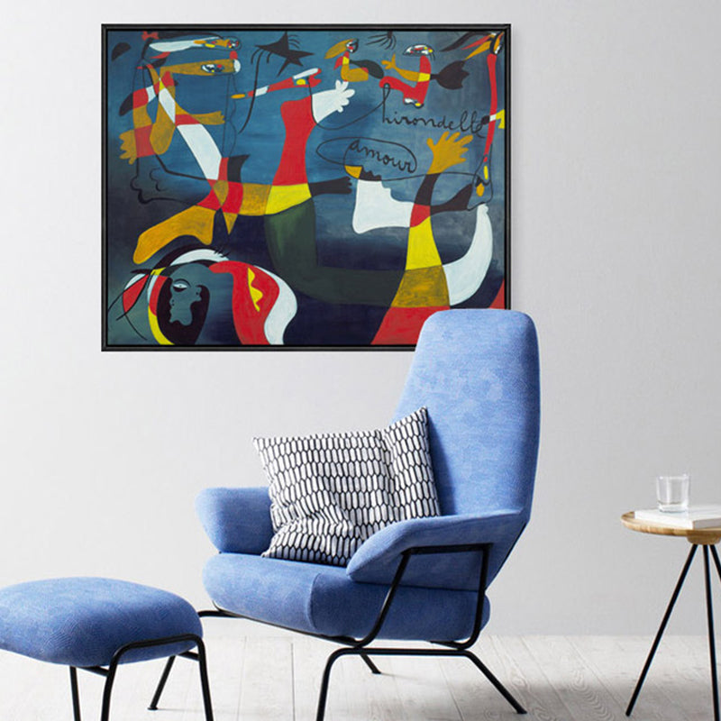 Brehn | Kubismus Ölmalerei Wandkunst Druck Blau Ruhe Raum Leinwand, Mehrere Größen Verfügbar