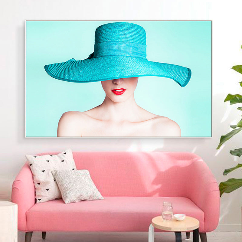Brehn | Pastellfarbige Foto Mädchen Leinwanddruck Mode Glam Texturiertes Wanddekor für Gästezimmer