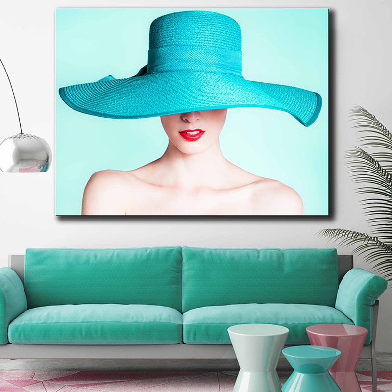 Brehn | Pastellfarbige Foto Mädchen Leinwanddruck Mode Glam Texturiertes Wanddekor für Gästezimmer