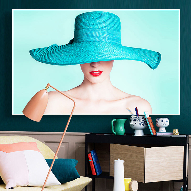 Brehn | Pastellfarbige Foto Mädchen Leinwanddruck Mode Glam Texturiertes Wanddekor für Gästezimmer