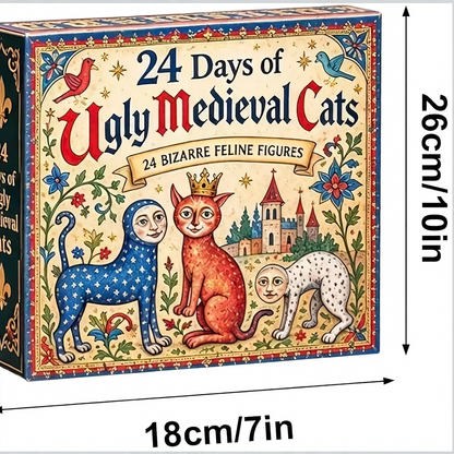 Adventskalender mit mittelalterlichen Katzen-Figuren