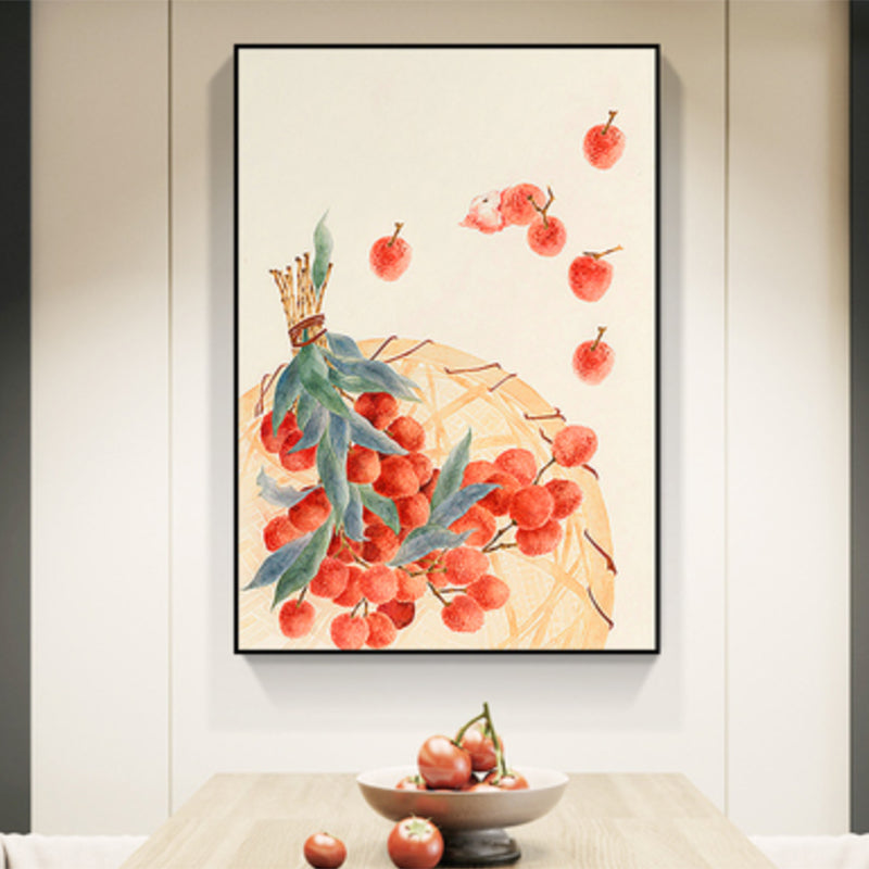 Brehn | Zeichnung Litchi Wandkunst Orange Bauernhaus Leinwanddruck für das Esszimmer, Mehrere Größen