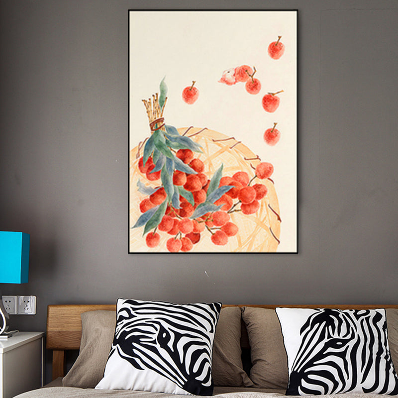 Brehn | Zeichnung Litchi Wandkunst Orange Bauernhaus Leinwanddruck für das Esszimmer, Mehrere Größen