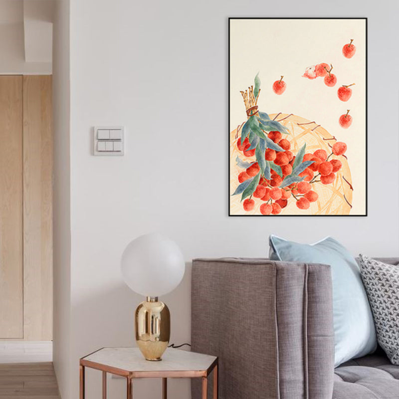 Brehn | Zeichnung Litchi Wandkunst Orange Bauernhaus Leinwanddruck für das Esszimmer, Mehrere Größen
