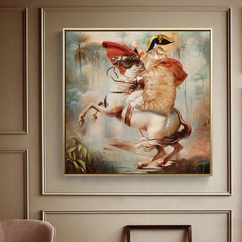 Brehn | Braune Katze Ritter Leinwand Wandkunst Tier Funkelnd Texturierten Wanddeko für Jungen Schlafzimmer