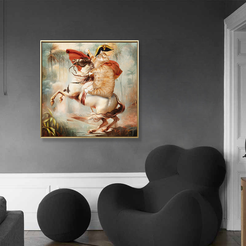 Brehn | Braune Katze Ritter Leinwand Wandkunst Tier Funkelnd Texturierten Wanddeko für Jungen Schlafzimmer