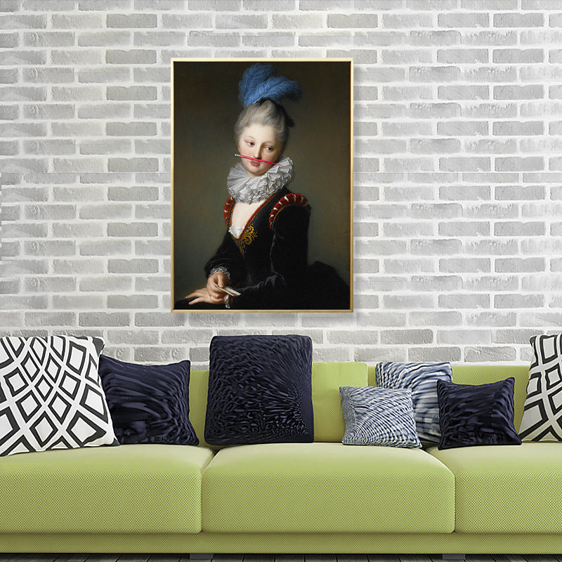 Brehn | Pop Art Junge Dame Leinwanddruck Esszimmer Wanddekoration in Rot und Schwarz, mehrere Größen