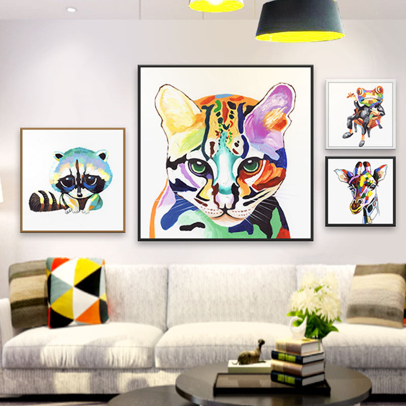 Brehn | Pop Art Stylisches Tiermuster Wanddeko Helle Farbe Esszimmer Eingewickelte Leinwand