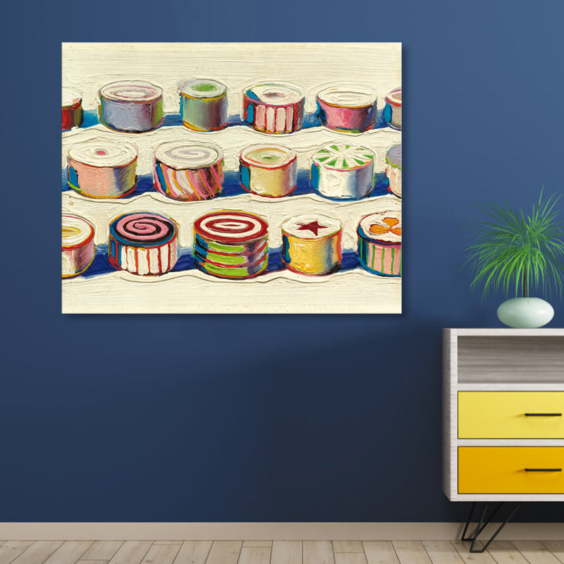 Brehn | Leckeres Schweizer Rolle Eingewickelt Leinwand Texturiert Pop Art Mädchen Schlafzimmer Wanddekoration in Pink