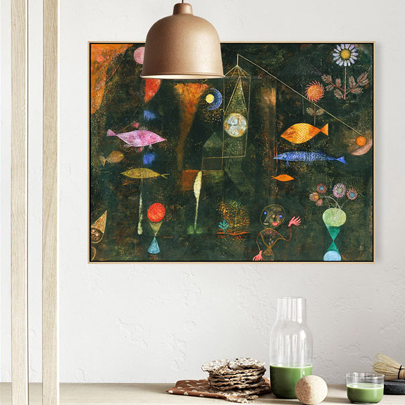 Brehn | Mid-Century Modernes Gemälde Abstrakte Kunst Druck Studienraum Wanddekoration in Schwarz, Texturiert