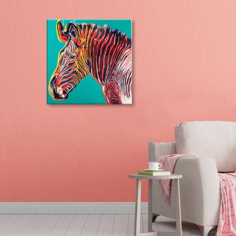 Brehn | Wildtier-Leinwanddruck Pop Art Stil Texturiertes Esszimmer Gemälde in Pastellfarbe