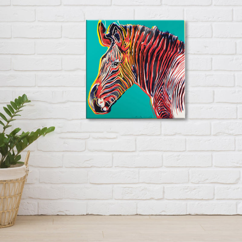 Brehn | Wildtier-Leinwanddruck Pop Art Stil Texturiertes Esszimmer Gemälde in Pastellfarbe