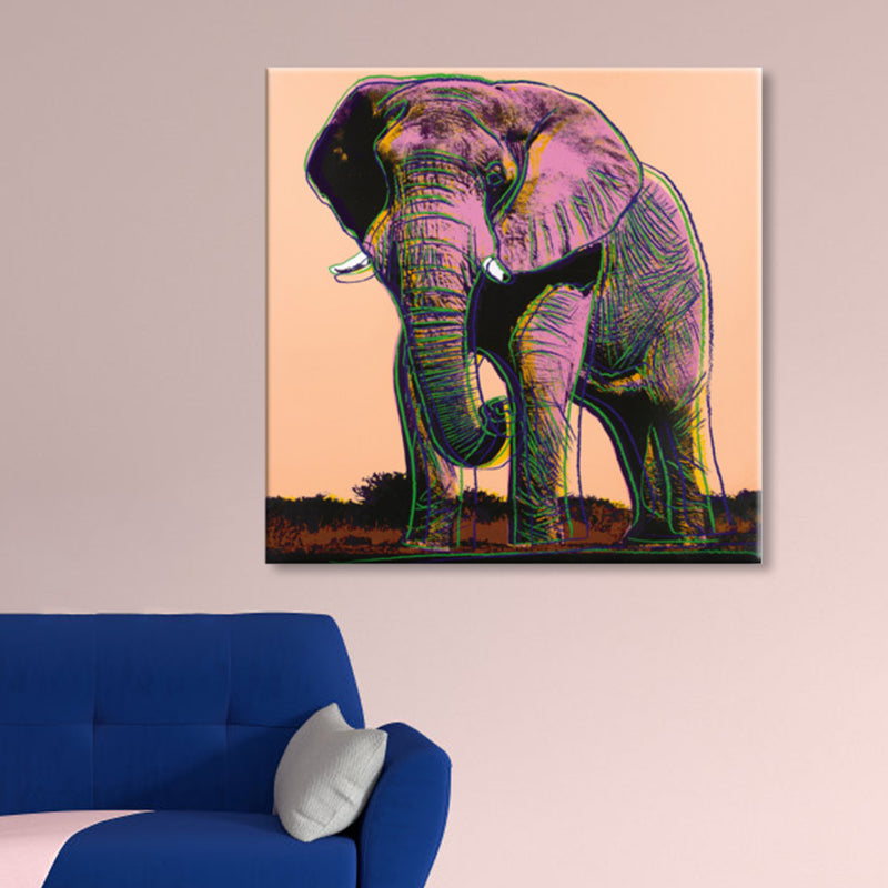 Brehn | Wildtier-Leinwanddruck Pop Art Stil Texturiertes Esszimmer Gemälde in Pastellfarbe