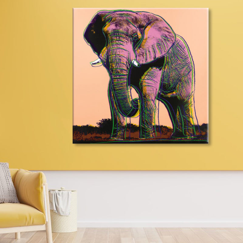 Brehn | Wildtier-Leinwanddruck Pop Art Stil Texturiertes Esszimmer Gemälde in Pastellfarbe