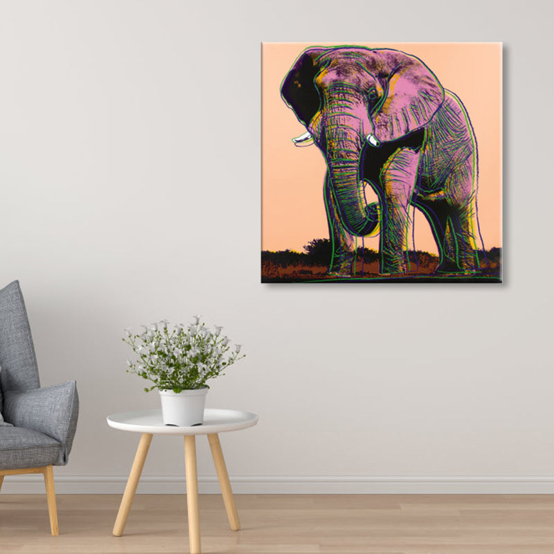 Brehn | Wildtier-Leinwanddruck Pop Art Stil Texturiertes Esszimmer Gemälde in Pastellfarbe