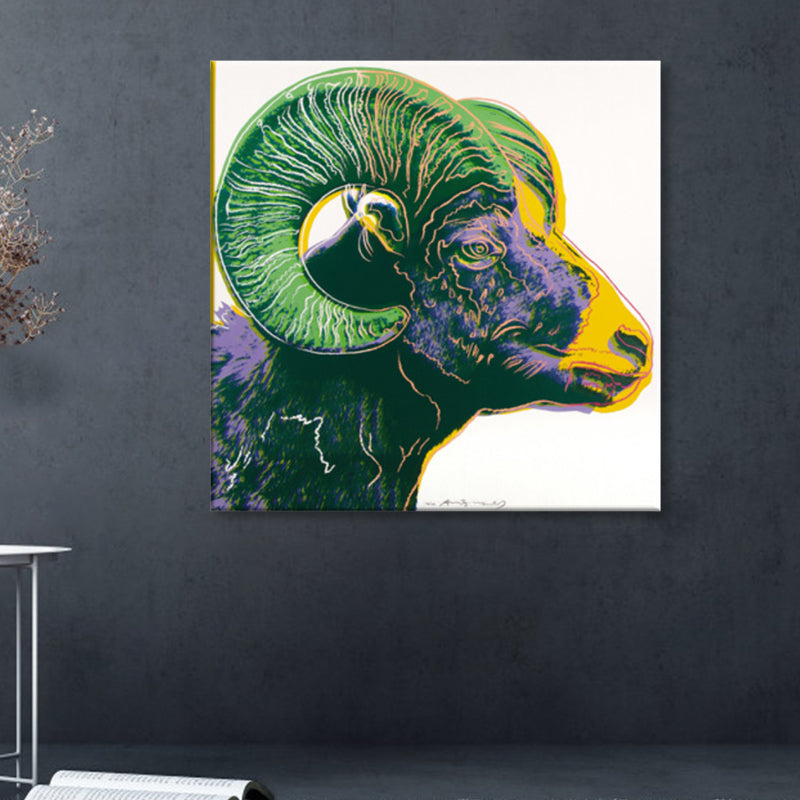 Brehn | Wildtier-Leinwanddruck Pop Art Stil Texturiertes Esszimmer Gemälde in Pastellfarbe