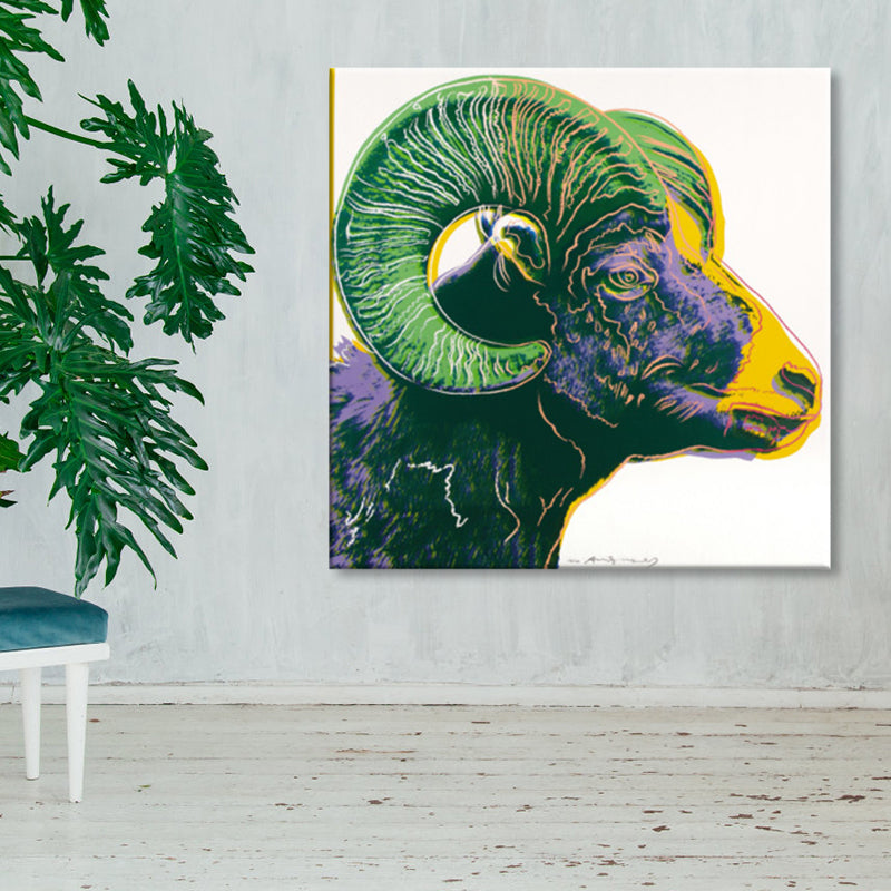 Brehn | Wildtier-Leinwanddruck Pop Art Stil Texturiertes Esszimmer Gemälde in Pastellfarbe