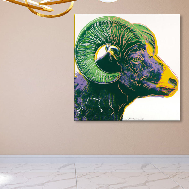 Brehn | Wildtier-Leinwanddruck Pop Art Stil Texturiertes Esszimmer Gemälde in Pastellfarbe