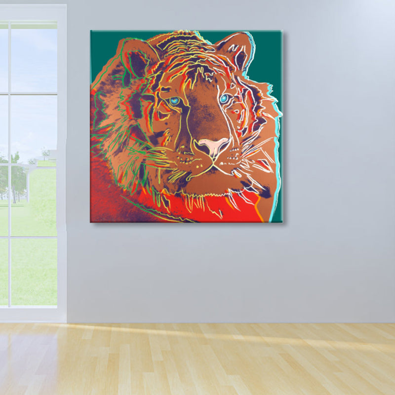 Brehn | Wildtier-Leinwanddruck Pop Art Stil Texturiertes Esszimmer Gemälde in Pastellfarbe