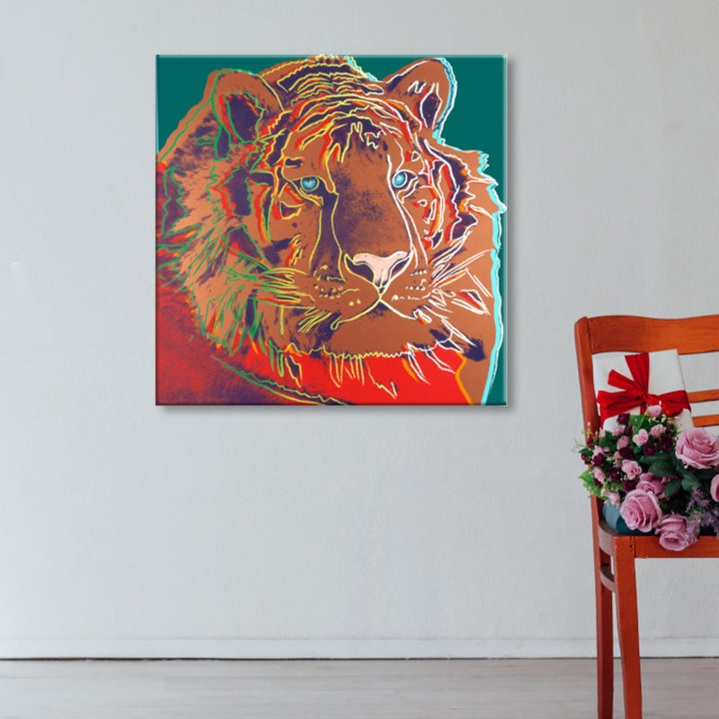 Brehn | Wildtier-Leinwanddruck Pop Art Stil Texturiertes Esszimmer Gemälde in Pastellfarbe