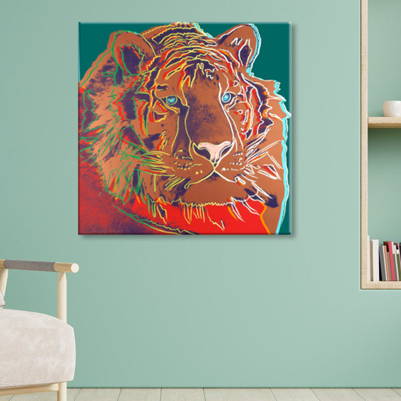 Brehn | Wildtier-Leinwanddruck Pop Art Stil Texturiertes Esszimmer Gemälde in Pastellfarbe