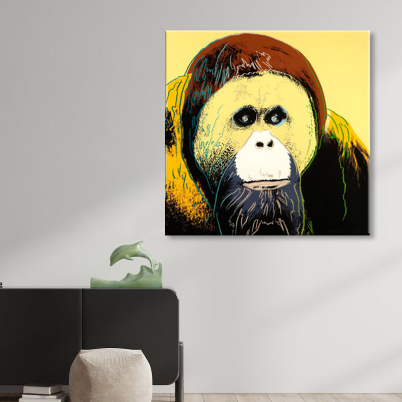 Brehn | Wildtier-Leinwanddruck Pop Art Stil Texturiertes Esszimmer Gemälde in Pastellfarbe