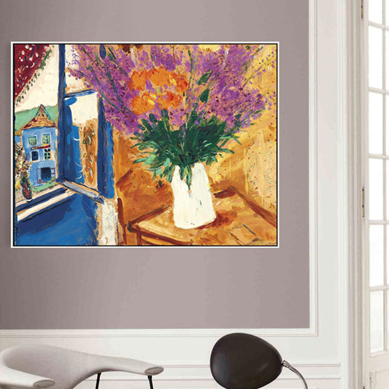 Brehn | Blumentopfszenerie Leinwanddruck Impressionismus Texturierte Wandkunst Dekor in Braun