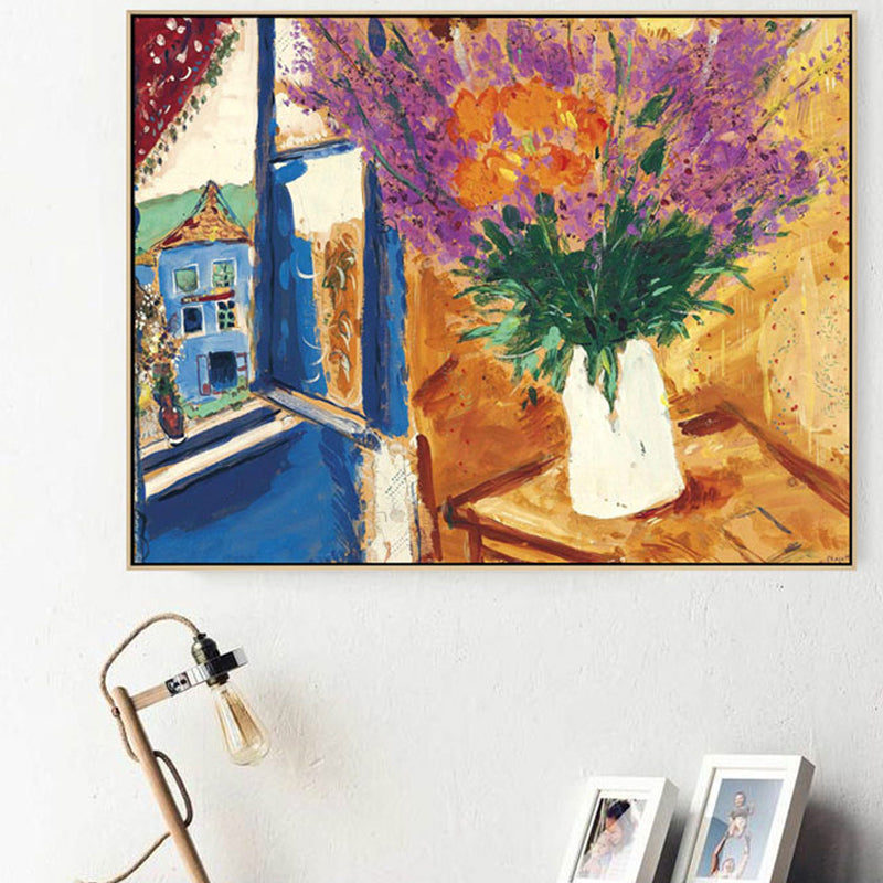 Brehn | Blumentopfszenerie Leinwanddruck Impressionismus Texturierte Wandkunst Dekor in Braun