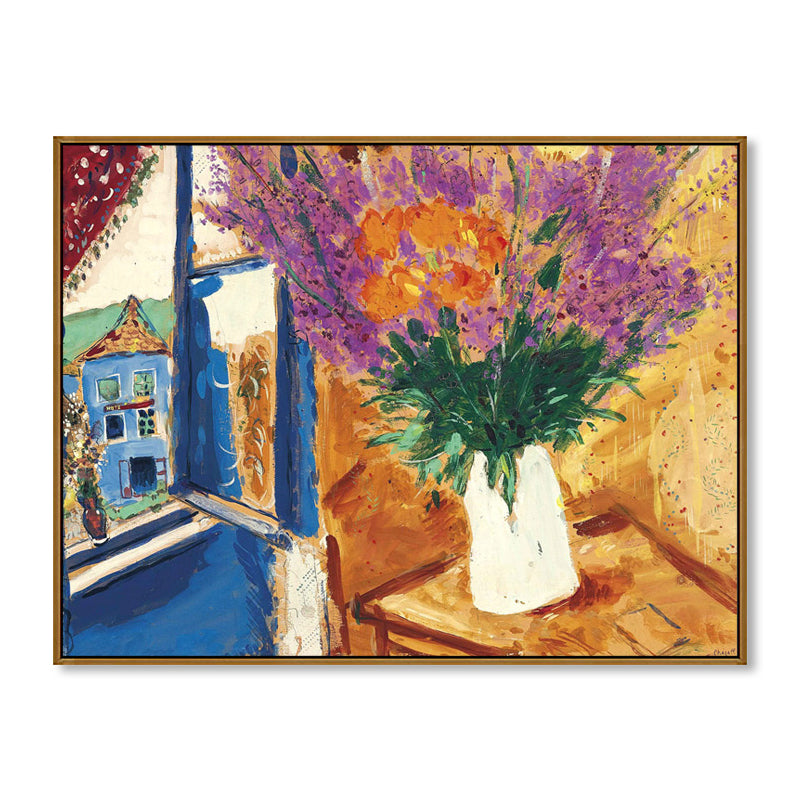 Brehn | Blumentopfszenerie Leinwanddruck Impressionismus Texturierte Wandkunst Dekor in Braun