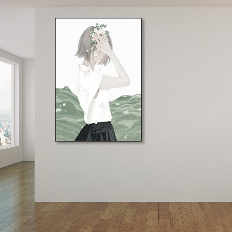 Brehn | Weiche Farbige Illustrierte Maid Eingewickelte Leinwand Texturiert Pop Art Wohnzimmer Wanddekoration