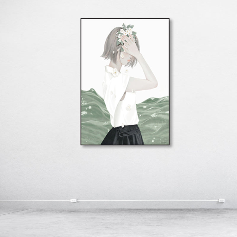 Brehn | Weiche Farbige Illustrierte Maid Eingewickelte Leinwand Texturiert Pop Art Wohnzimmer Wanddekoration