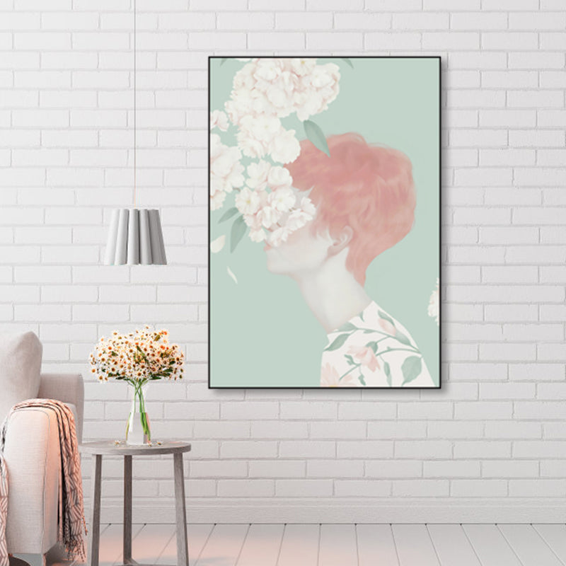 Brehn | Weiche Farbige Illustrierte Maid Eingewickelte Leinwand Texturiert Pop Art Wohnzimmer Wanddekoration