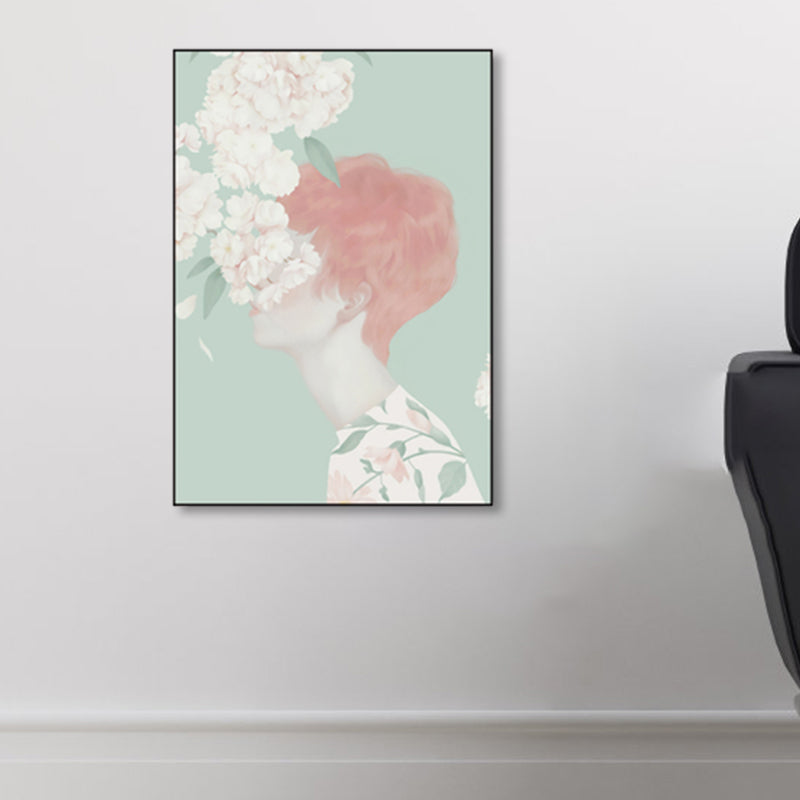 Brehn | Weiche Farbige Illustrierte Maid Eingewickelte Leinwand Texturiert Pop Art Wohnzimmer Wanddekoration