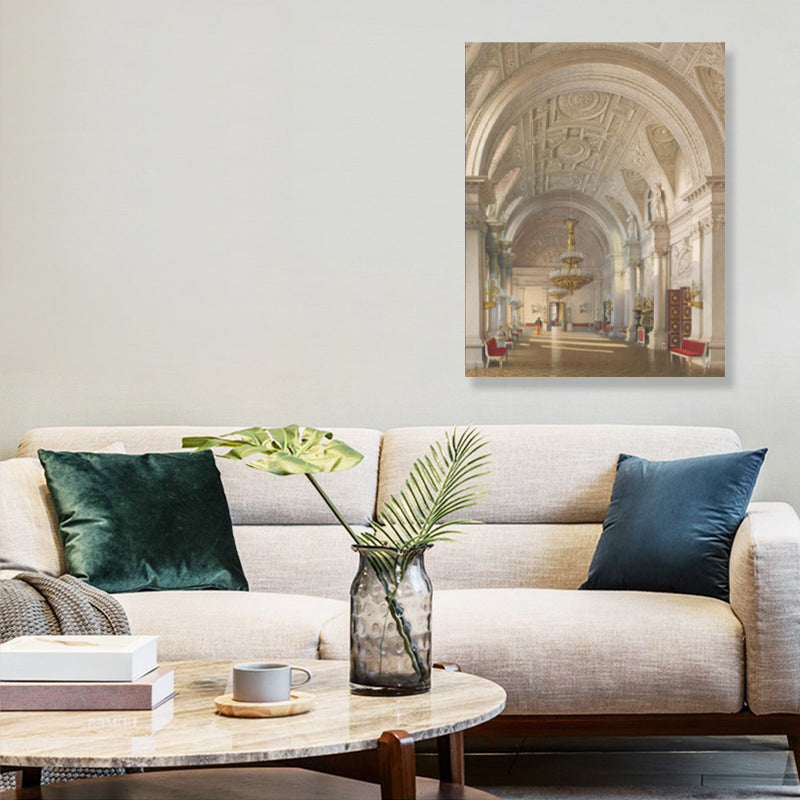 Brehn | Lange gewölbte Galeriewand Kunst Dekor Wohnzimmer Architektur Leinwanddruck in Braun