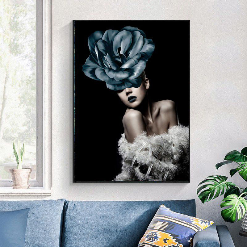 Brehn | Faddish Maiden Leinwandkunst Glam-Stil Figur Wanddekoration in heller Farbe für das Wohnzimmer
