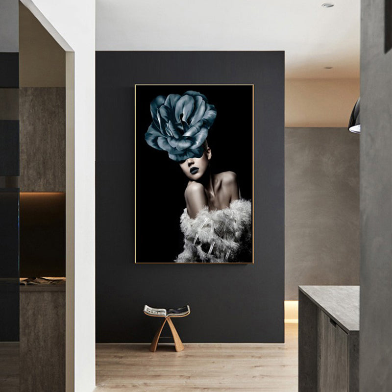 Brehn | Faddish Maiden Leinwandkunst Glam-Stil Figur Wanddekoration in heller Farbe für das Wohnzimmer