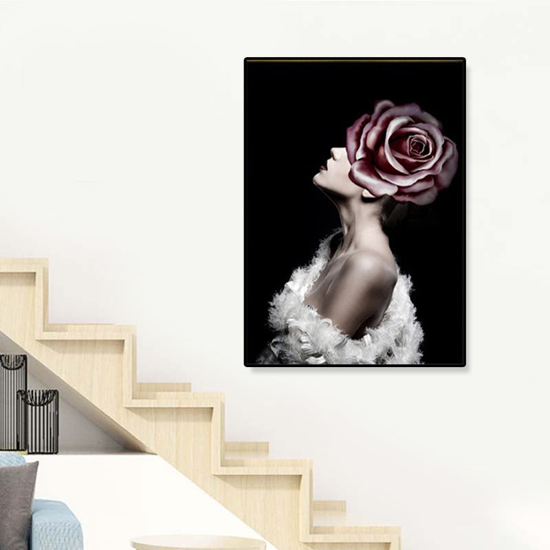 Brehn | Faddish Maiden Leinwandkunst Glam-Stil Figur Wanddekoration in heller Farbe für das Wohnzimmer